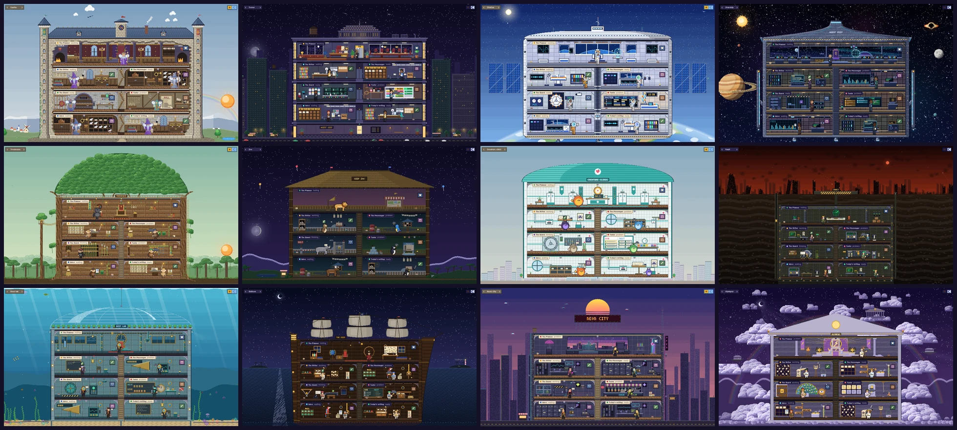 All twelve scenes side by side.