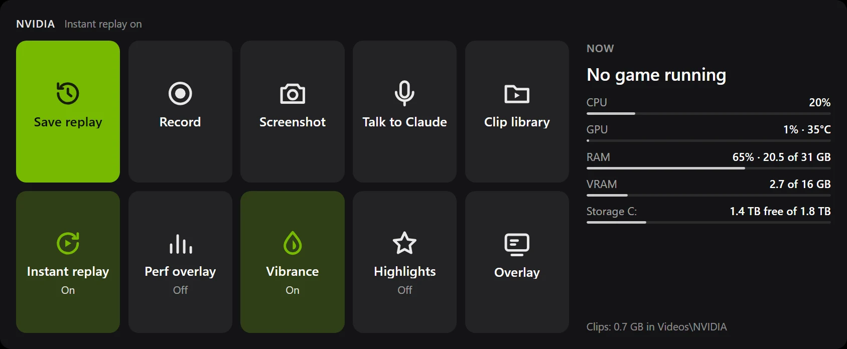 NVIDIA Deck widget: ten keys beside CPU, GPU and memory bars